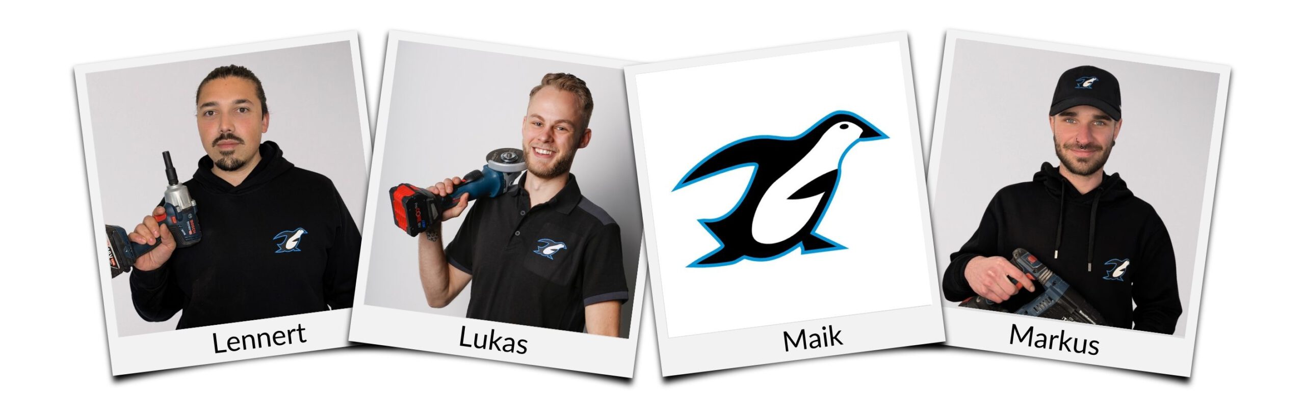 Unsere Mitarbeiter Lennert, Lukas, Maik und Markus